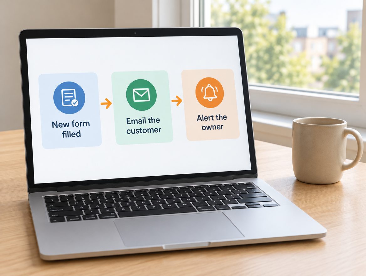 Example: new form, email the customer, alert the owner