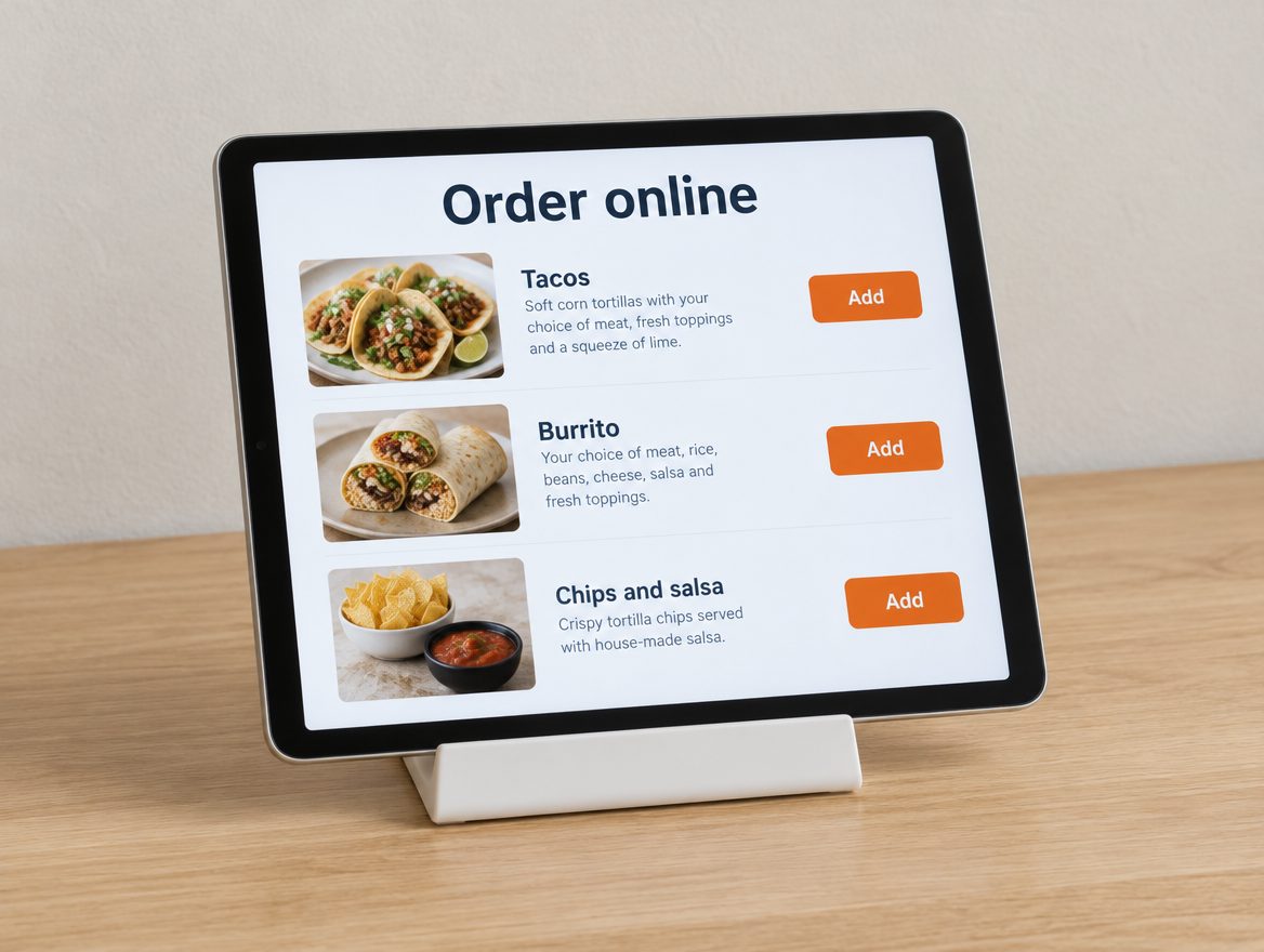 Example: an online ordering menu