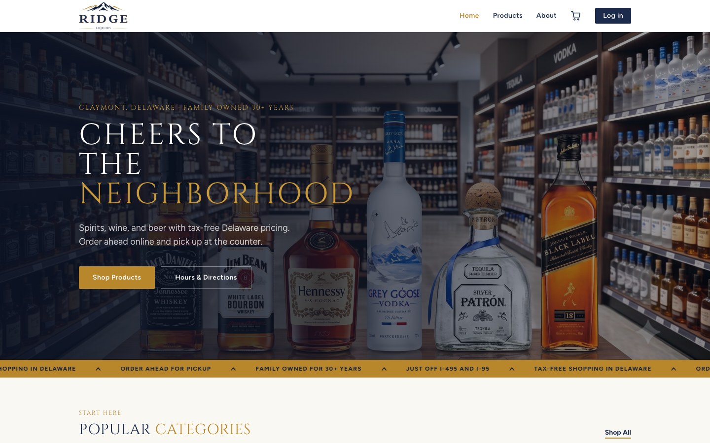 Screenshot of Ridge Liquors